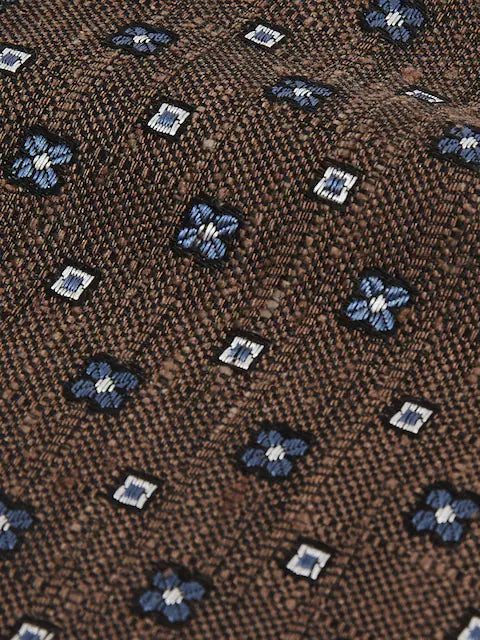Reiss Tobacco Brown Marco Silk-Blend Mini-Floral Tie