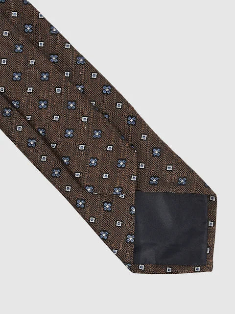 Reiss Tobacco Brown Marco Silk-Blend Mini-Floral Tie